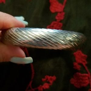 Silver engraved statement bangle bracelet jewelry